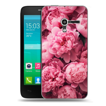 Пластиковый чехол на Alcatel One Touch Pop D3 с принтом цветы пионы Пластиковый чехол на Alcatel One Touch Pop D3 с принтом цветы пионы