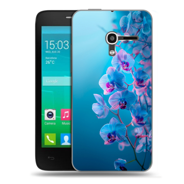 Пластиковый чехол на Alcatel One Touch Pop D3 с принтом голубые орхидеи Пластиковый чехол на Alcatel One Touch Pop D3 с принтом голубые орхидеи