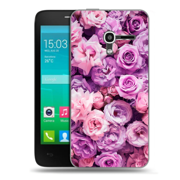 Пластиковый чехол на Alcatel One Touch Pop D3 с принтом лавандовые розы