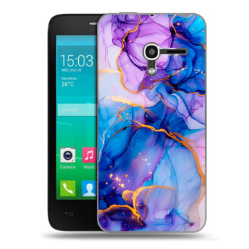 Пластиковый чехол на Alcatel One Touch Pop D3 с принтом синий мрамор