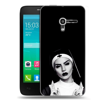 Пластиковый чехол на Alcatel One Touch Pop D3 с принтом монашка Пластиковый чехол на Alcatel One Touch Pop D3 с принтом монашка