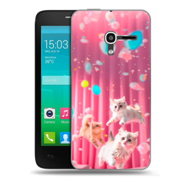 Пластиковый чехол на Alcatel One Touch Pop D3 с принтом милые котики