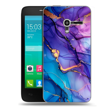 Пластиковый чехол на Alcatel One Touch Pop D3 с принтом синий мрамор Пластиковый чехол на Alcatel One Touch Pop D3 с принтом синий мрамор