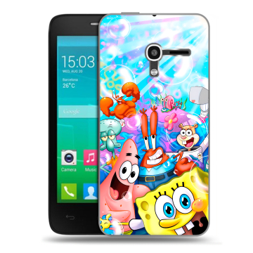 Пластиковый чехол на Alcatel One Touch Pop D3 с принтом спанчбоб спанч боб