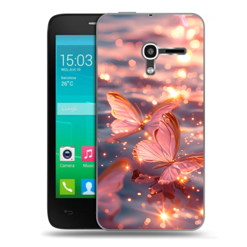 Пластиковый чехол на Alcatel One Touch Pop D3 с принтом бабочки розовые