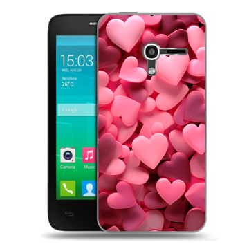 Пластиковый чехол на Alcatel One Touch Pop D3 с принтом розовые сердечки