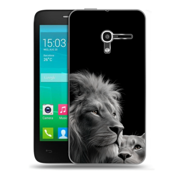 Пластиковый чехол на Alcatel One Touch Pop D3 с принтом Лев кошки
