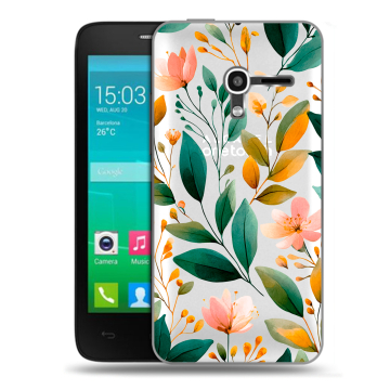 Пластиковый чехол на Alcatel One Touch Pop D3 с принтом Цветы паттерн