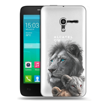 Пластиковый чехол на Alcatel One Touch Pop D3 с принтом Львы