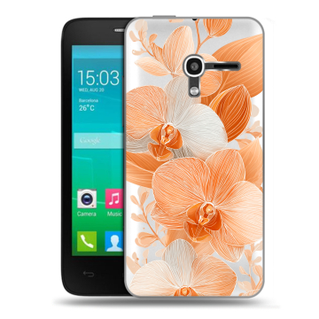 Пластиковый чехол на Alcatel One Touch Pop D3 с принтом Бежевые цветы