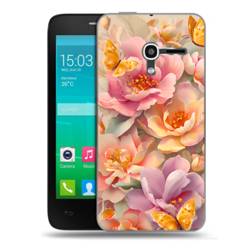 Пластиковый чехол на Alcatel One Touch Pop D3 с принтом Цветы и бабочки