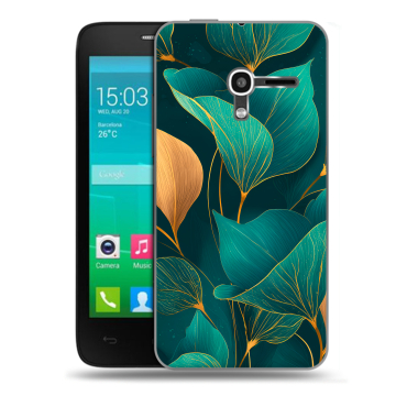 Пластиковый чехол на Alcatel One Touch Pop D3 с принтом Листья и золото