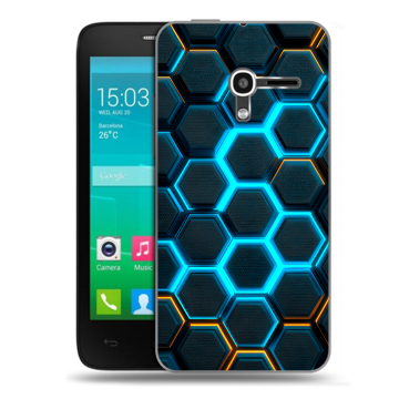 Пластиковый чехол на Alcatel One Touch Pop D3 с принтом Неоновые соты