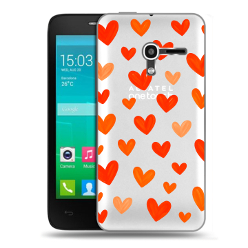 Пластиковый чехол на Alcatel One Touch Pop D3 с принтом Сердечки