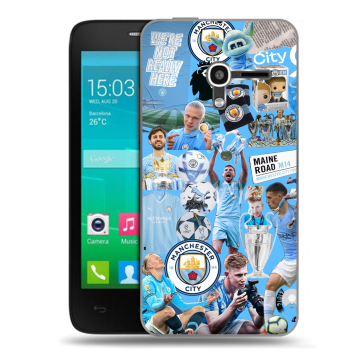 Пластиковый чехол на Alcatel One Touch Pop D3 с принтом Man City Манчестер Сити