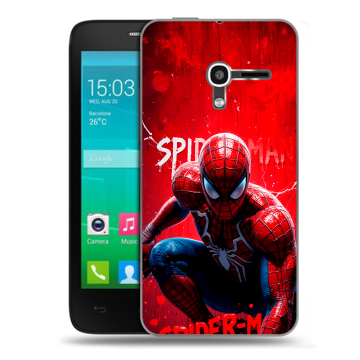 Пластиковый чехол на Alcatel One Touch Pop D3 с принтом Spiderman Человек паук Пластиковый чехол на Alcatel One Touch Pop D3 с принтом Spiderman Человек паук
