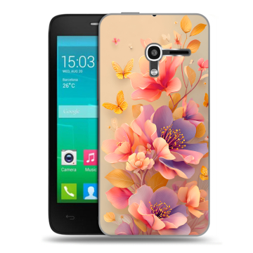 Пластиковый чехол на Alcatel One Touch Pop D3 с принтом Цветы и бабочки