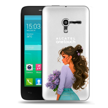 Пластиковый чехол на Alcatel One Touch Pop D3 с принтом девушка цветы