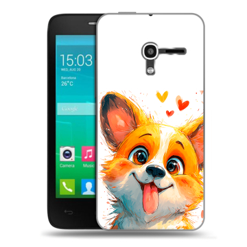 Пластиковый чехол на Alcatel One Touch Pop D3 с принтом корги Пластиковый чехол на Alcatel One Touch Pop D3 с принтом корги