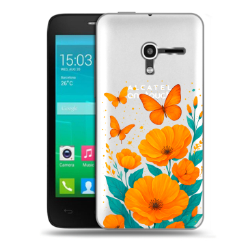 Пластиковый чехол на Alcatel One Touch Pop D3 с принтом цветы бабочки