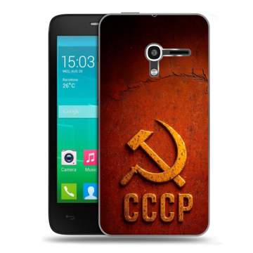 Пластиковый чехол на Alcatel One Touch Pop D3 с принтом Флаг Герб СССР