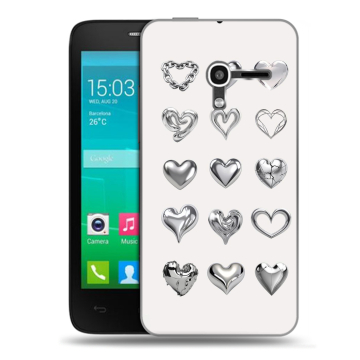 Пластиковый чехол на Alcatel One Touch Pop D3 с принтом Y2K сердечки Пластиковый чехол на Alcatel One Touch Pop D3 с принтом Y2K сердечки