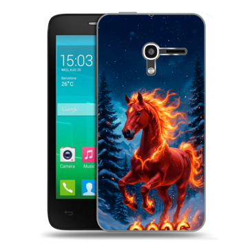 Пластиковый чехол на Alcatel One Touch Pop D3 с принтом Новый год коня
