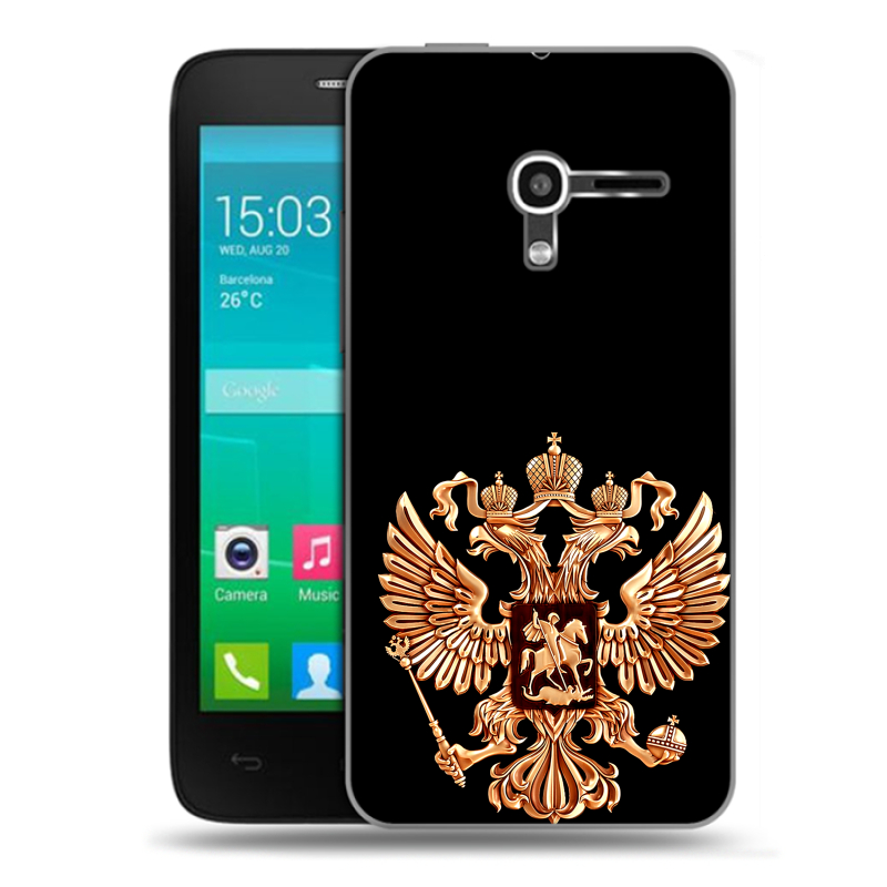 Пластиковый чехол на Alcatel One Touch Pop D3 с принтом Герб России золотой Пластиковый чехол на Alcatel One Touch Pop D3 с принтом Герб России золотой