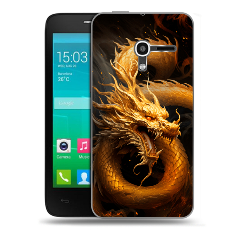 Пластиковый чехол на Alcatel One Touch Pop D3 с принтом Золотой дракон Пластиковый чехол на Alcatel One Touch Pop D3 с принтом Золотой дракон