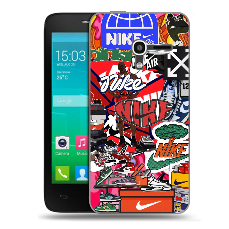 Пластиковый чехол на Alcatel One Touch Pop D3 с принтом Найк Nike яркий Пластиковый чехол на Alcatel One Touch Pop D3 с принтом Найк Nike яркий