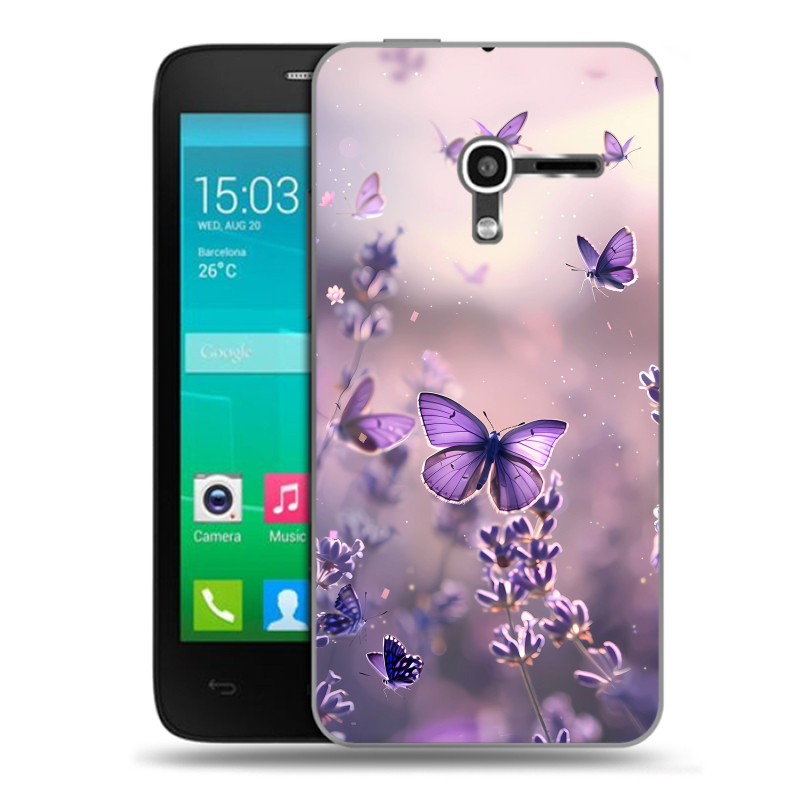 Пластиковый чехол на Alcatel One Touch Pop D3 с принтом бабочки и лаванда Пластиковый чехол на Alcatel One Touch Pop D3 с принтом бабочки и лаванда