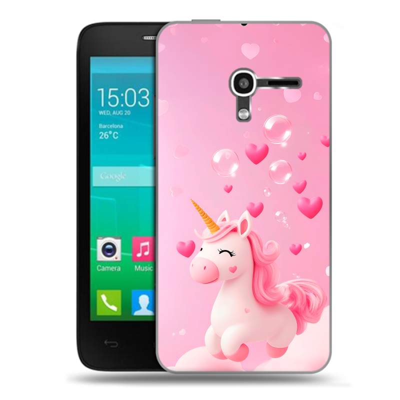 Пластиковый чехол на Alcatel One Touch Pop D3 с принтом Единорог Пластиковый чехол на Alcatel One Touch Pop D3 с принтом Единорог