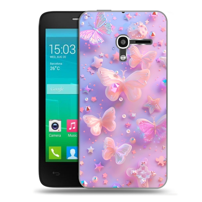 Пластиковый чехол на Alcatel One Touch Pop D3 с принтом Бабочки Пластиковый чехол на Alcatel One Touch Pop D3 с принтом Бабочки