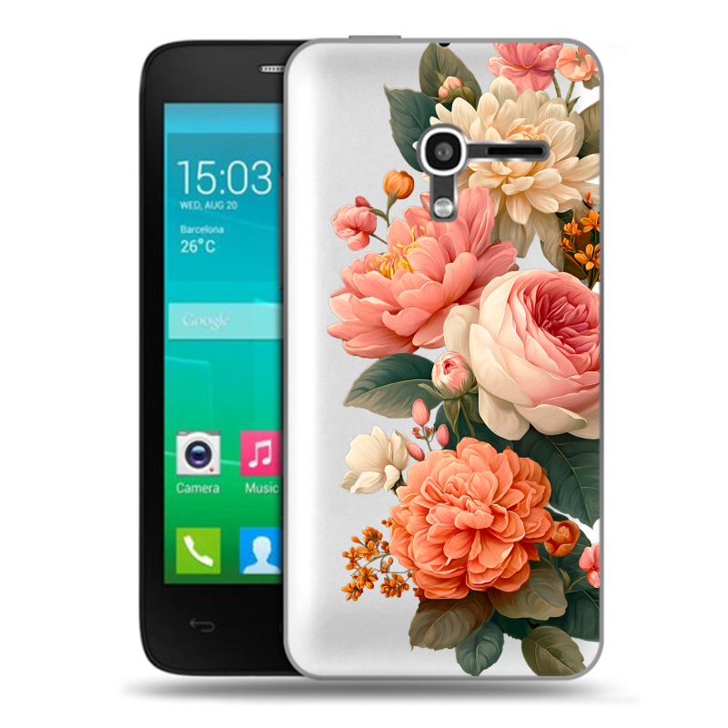 Пластиковый чехол на Alcatel One Touch Pop D3 с принтом цветы Пластиковый чехол на Alcatel One Touch Pop D3 с принтом цветы