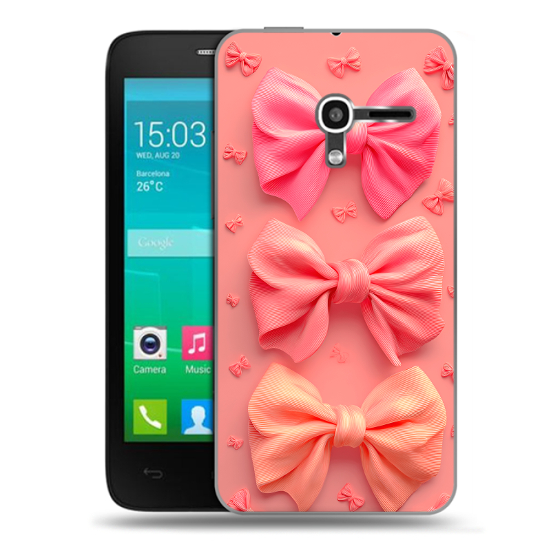 Пластиковый чехол на Alcatel One Touch Pop D3 с принтом Розовые бантики Пластиковый чехол на Alcatel One Touch Pop D3 с принтом Розовые бантики
