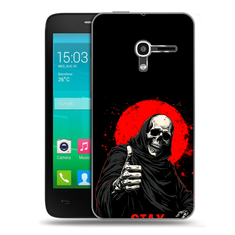 Пластиковый чехол на Alcatel One Touch Pop D3 с принтом смешной скелет Пластиковый чехол на Alcatel One Touch Pop D3 с принтом смешной скелет