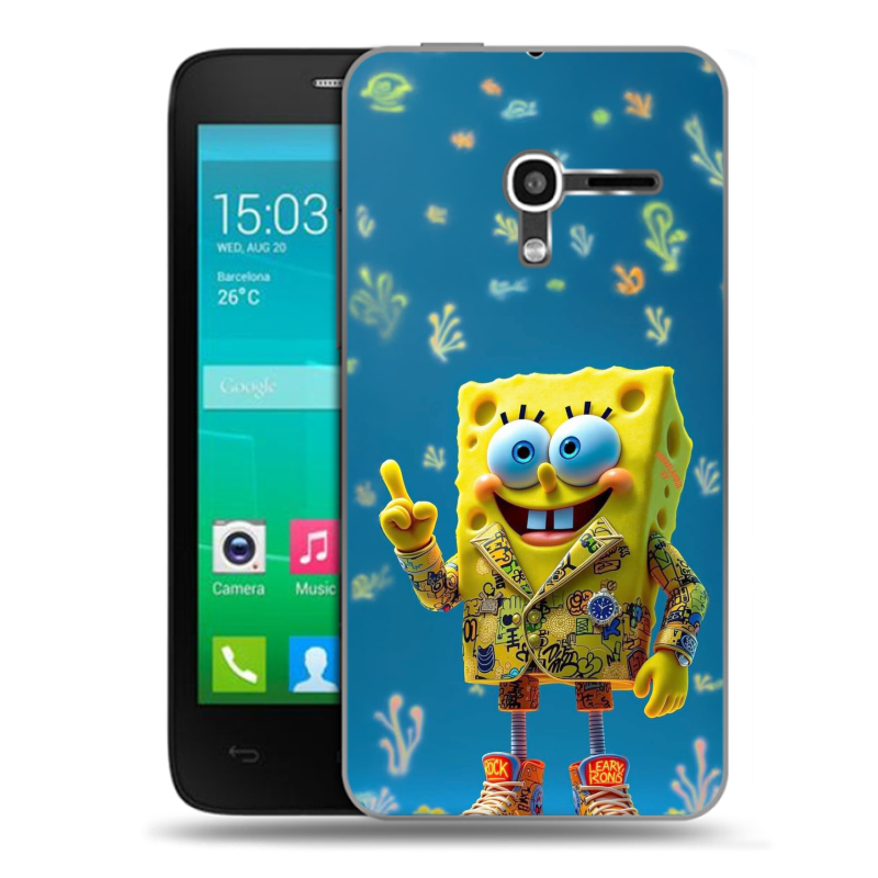 Пластиковый чехол на Alcatel One Touch Pop D3 с принтом Спанч боб Спанчбоб Пластиковый чехол на Alcatel One Touch Pop D3 с принтом Спанч боб Спанчбоб