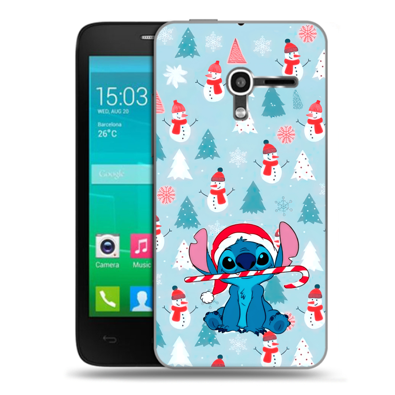 Пластиковый чехол на Alcatel One Touch Pop D3 с принтом Стич Новый год Пластиковый чехол на Alcatel One Touch Pop D3 с принтом Стич Новый год