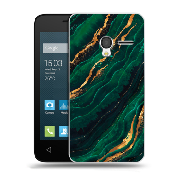 Пластиковый чехол на Alcatel One Touch Pixi 3 (4.5) с принтом Мрамор зеленое золото Пластиковый чехол на Alcatel One Touch Pixi 3 (4.5) с принтом Мрамор зеленое золото