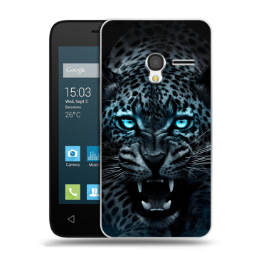 Пластиковый чехол на Alcatel One Touch Pixi 3 (4.5) с принтом Темный леопард Пластиковый чехол на Alcatel One Touch Pixi 3 (4.5) с принтом Темный леопард
