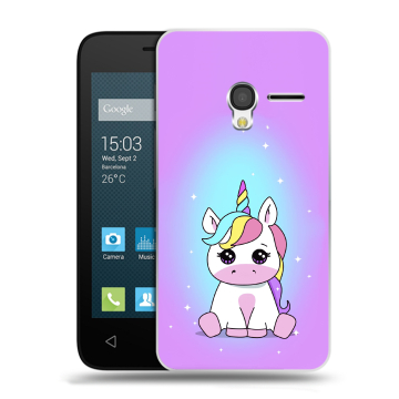 Пластиковый чехол на Alcatel One Touch Pixi 3 (4.5) с принтом Единорог Пластиковый чехол на Alcatel One Touch Pixi 3 (4.5) с принтом Единорог
