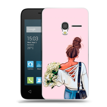 Пластиковый чехол на Alcatel One Touch Pixi 3 (4.5) с принтом Девушка и букет Пластиковый чехол на Alcatel One Touch Pixi 3 (4.5) с принтом Девушка и букет