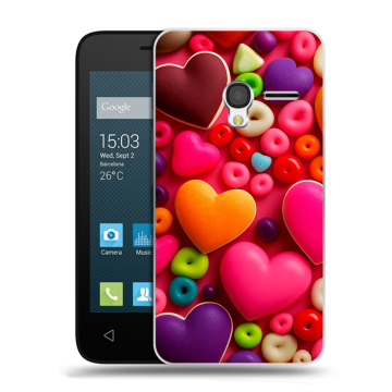 Пластиковый чехол на Alcatel One Touch Pixi 3 (4.5) с принтом Сердечки Пластиковый чехол на Alcatel One Touch Pixi 3 (4.5) с принтом Сердечки