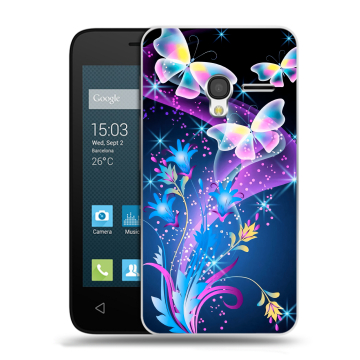 Пластиковый чехол на Alcatel One Touch Pixi 3 (4.5) с принтом Бабочки Пластиковый чехол на Alcatel One Touch Pixi 3 (4.5) с принтом Бабочки