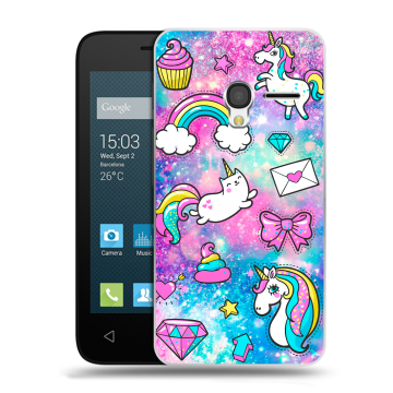 Пластиковый чехол на Alcatel One Touch Pixi 3 (4.5) с принтом Единороги Пластиковый чехол на Alcatel One Touch Pixi 3 (4.5) с принтом Единороги