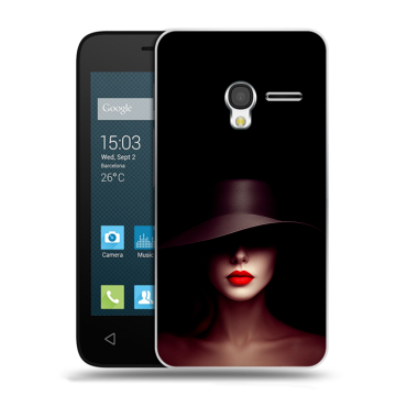 Пластиковый чехол на Alcatel One Touch Pixi 3 (4.5) с принтом Девушка в шляпе Пластиковый чехол на Alcatel One Touch Pixi 3 (4.5) с принтом Девушка в шляпе