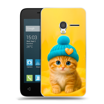 Пластиковый чехол на Alcatel One Touch Pixi 3 (4.5) с принтом Котенок в шапке