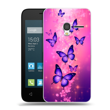 Пластиковый чехол на Alcatel One Touch Pixi 3 (4.5) с принтом Бабочки Пластиковый чехол на Alcatel One Touch Pixi 3 (4.5) с принтом Бабочки