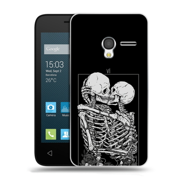 Пластиковый чехол на Alcatel One Touch Pixi 3 (4.5) с принтом Поцелуй скелетов Пластиковый чехол на Alcatel One Touch Pixi 3 (4.5) с принтом Поцелуй скелетов