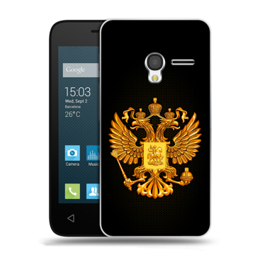 Пластиковый чехол на Alcatel One Touch Pixi 3 (4.5) с принтом Герб России желтый Пластиковый чехол на Alcatel One Touch Pixi 3 (4.5) с принтом Герб России желтый
